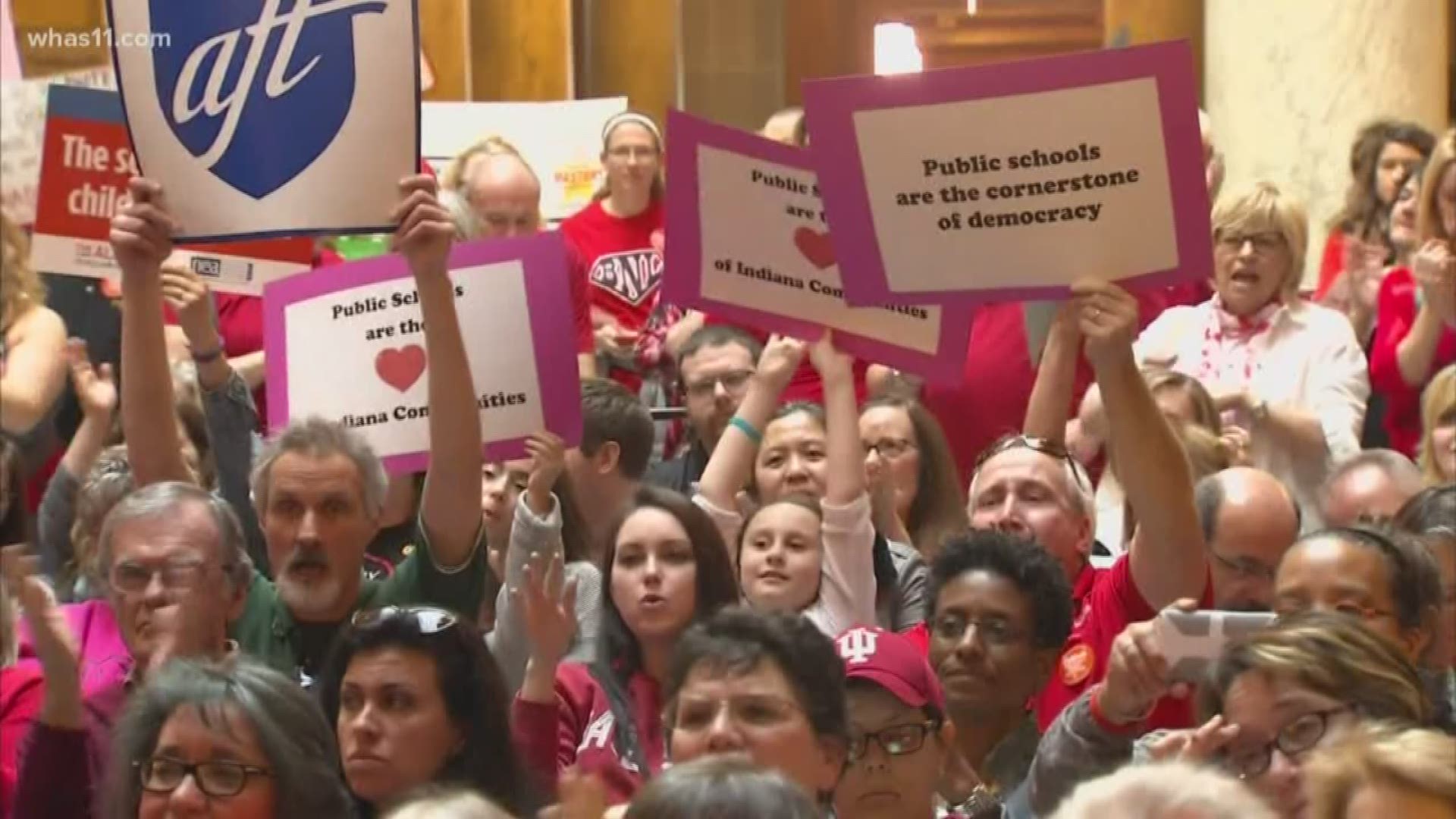 School districts across Indiana will be closed Tuesday as hundreds of teachers head to Indianapolis for the Red for Ed rally.