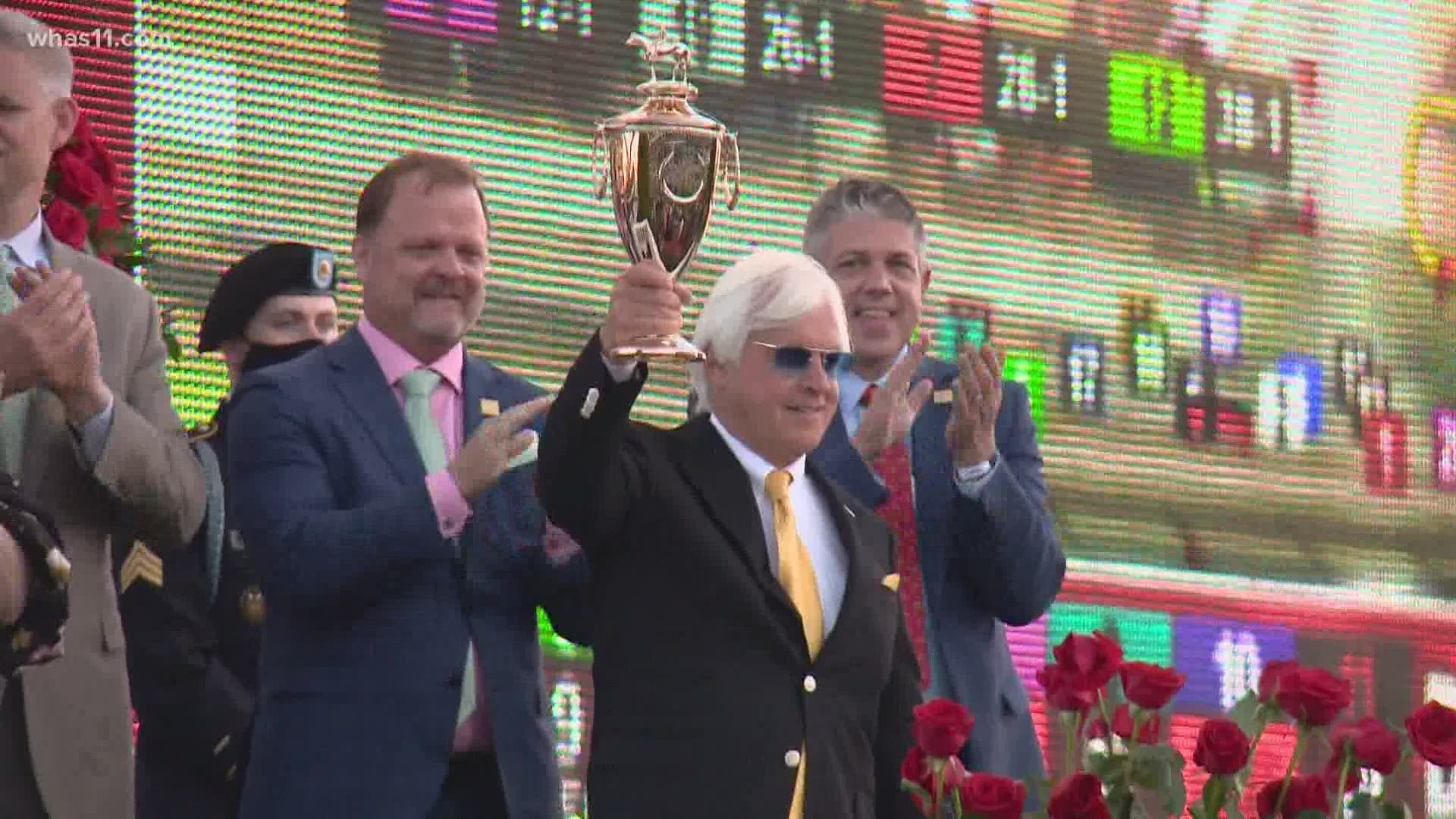 Churchill Downs announced they are suspending Bob Baffert-trained horses from racing at the track for two years but no official decision on Derby disqualification.