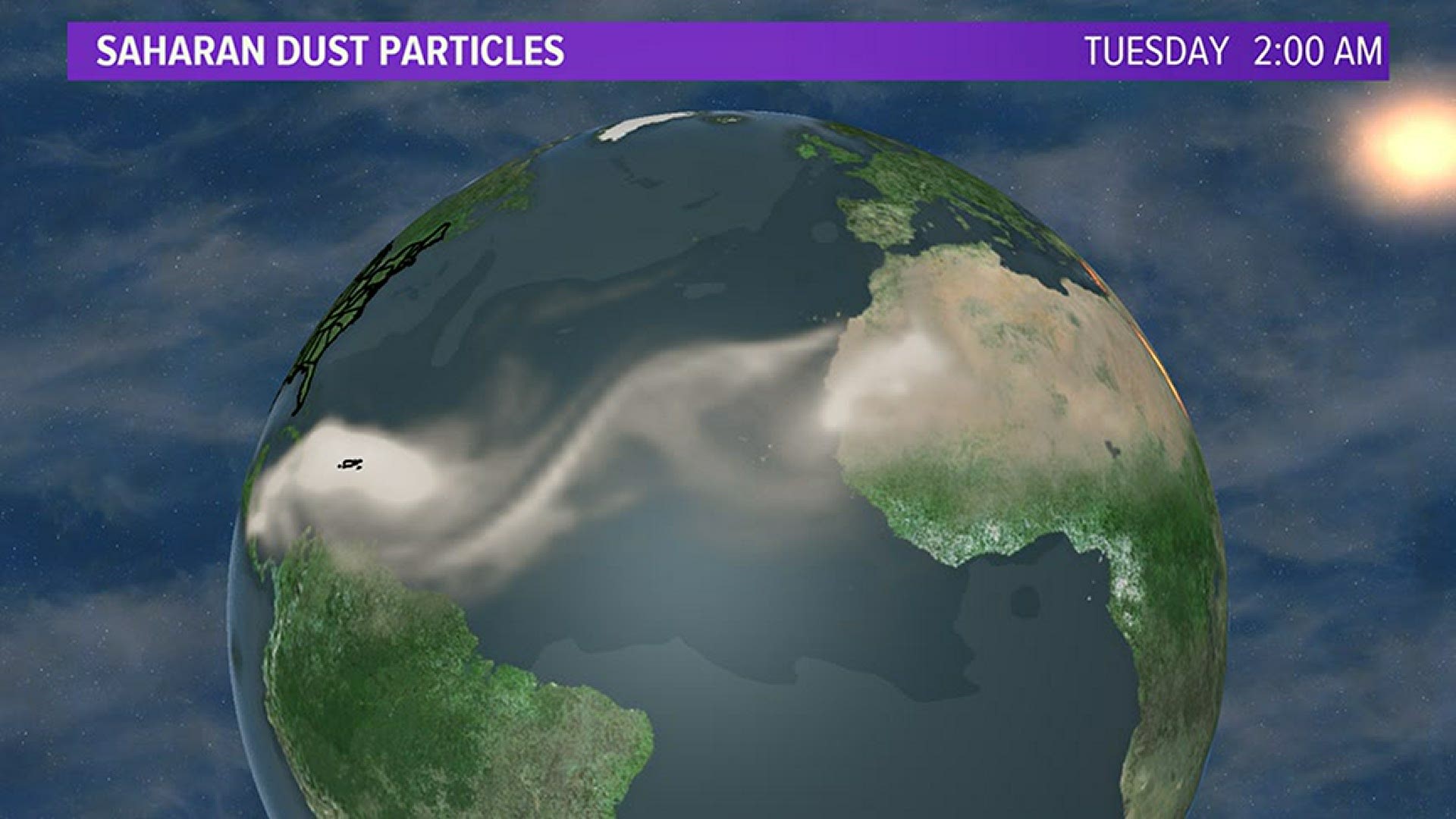 The video shows our Futurecast model predicting the arrival of the Saharan dust to the Ohio Valley this weekend.