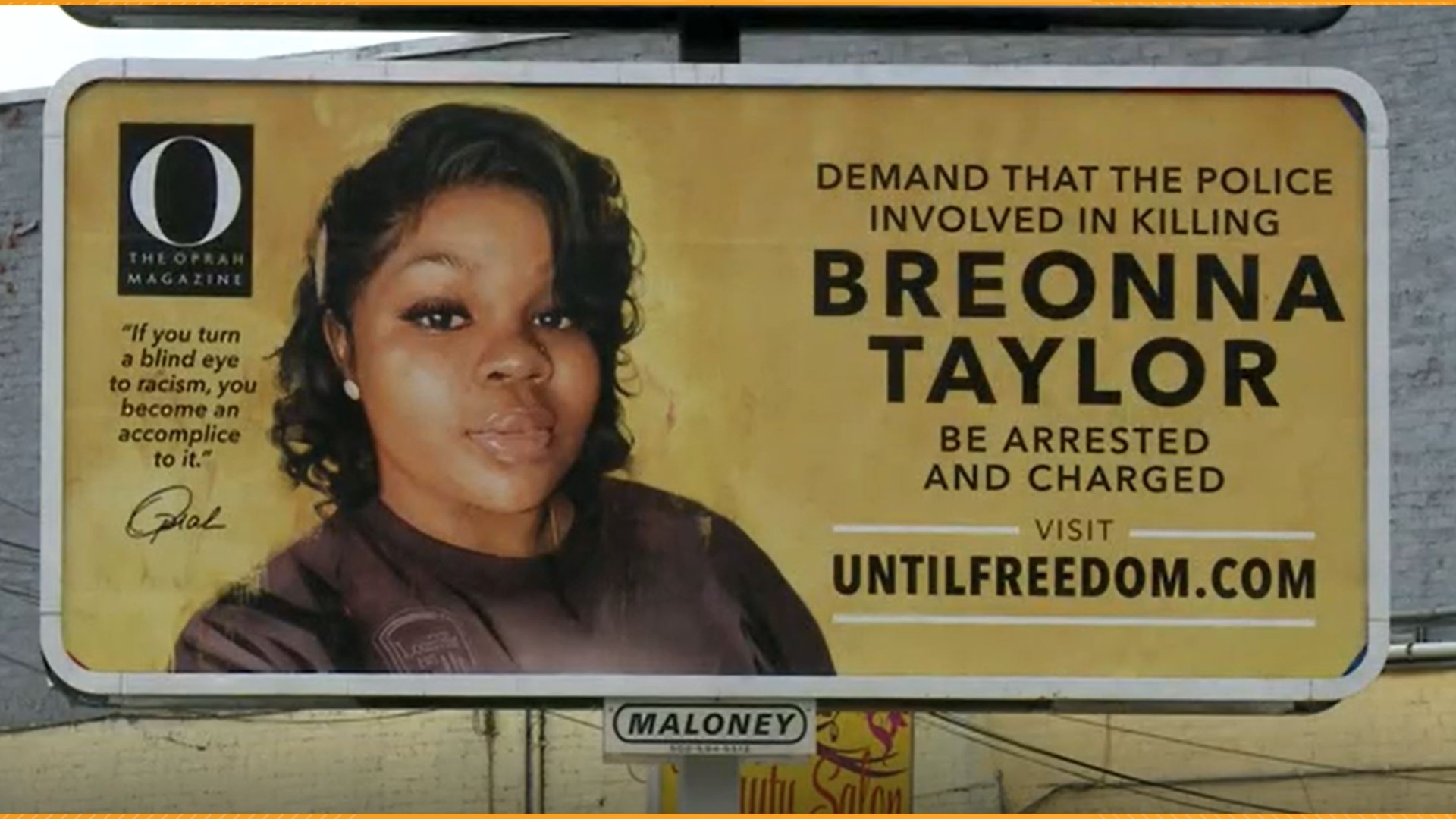 Until Freedom, a social justice group is sponsoring 26 billboards in Louisville demanding the arrest of the LMPD officers who killed Breonna Taylor.