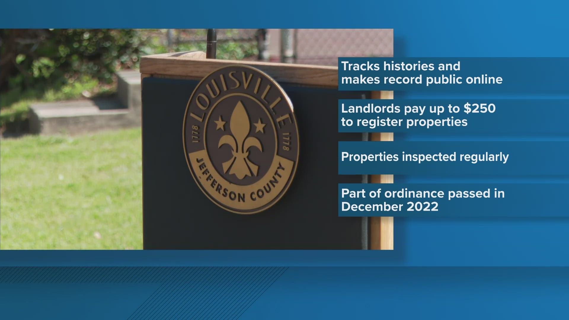 Louisville's new rental registry program tracks long-term rental histories and makes the data public online. The properties must go through regular inspections.