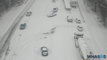 Drone video of crashes on Western Kentucky Parkway caused by snow
