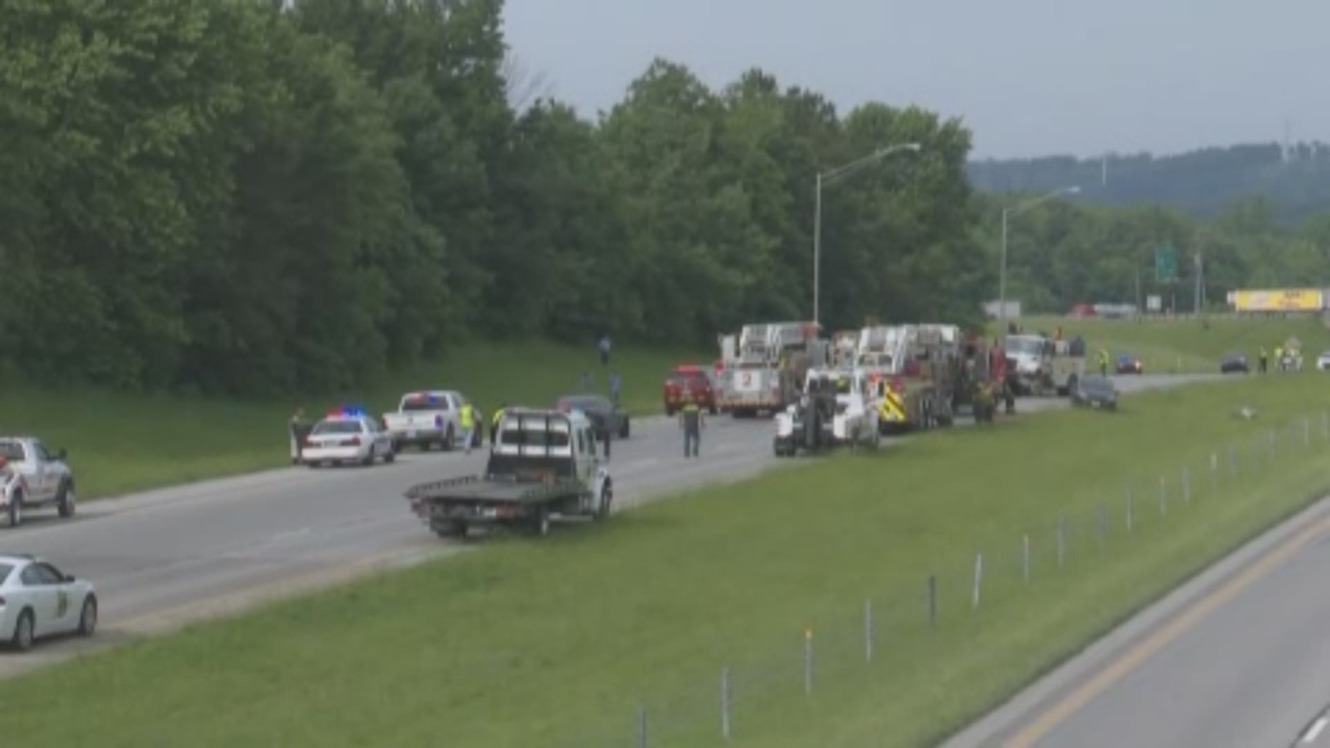 The fatal crash is just a few miles away from where a large sinkhole opened up on the interstate. At least one person has died in the multi-vehicle crash.