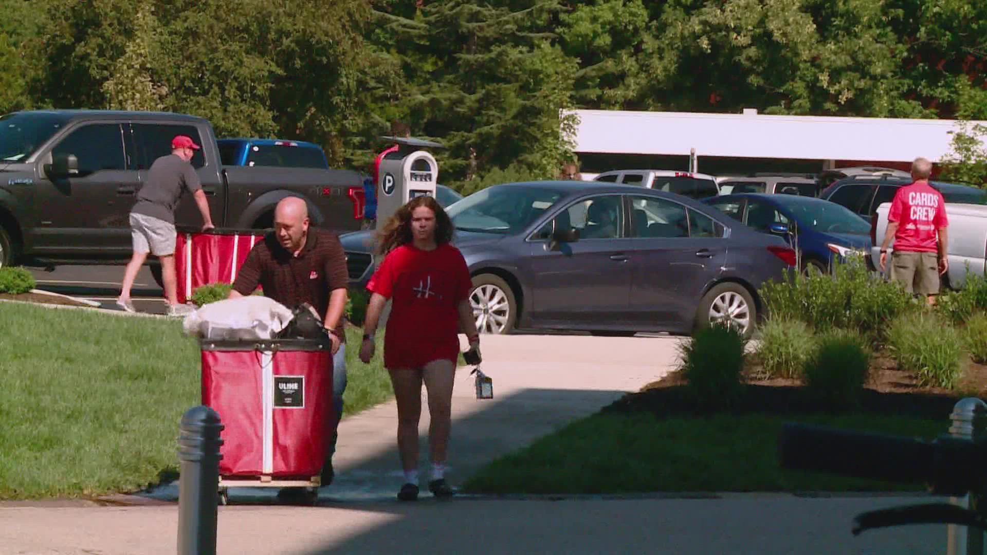 Students from Bellarmine, the University of Louisville and Kentucky start moving into their dorms ahead of the first day.