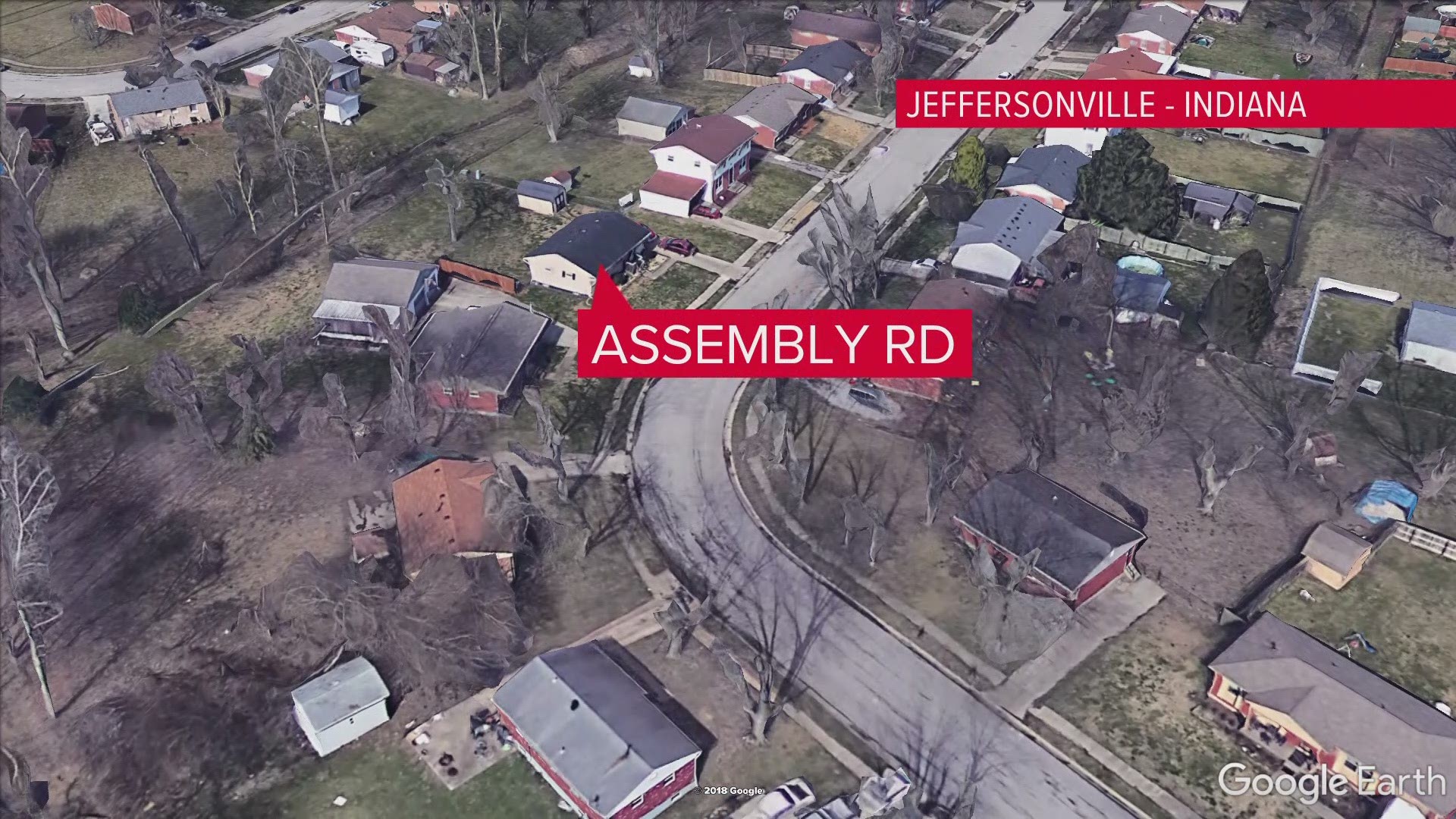 This clip shows the general area of where the house explosion occurred in Jeffersonville, Indiana.