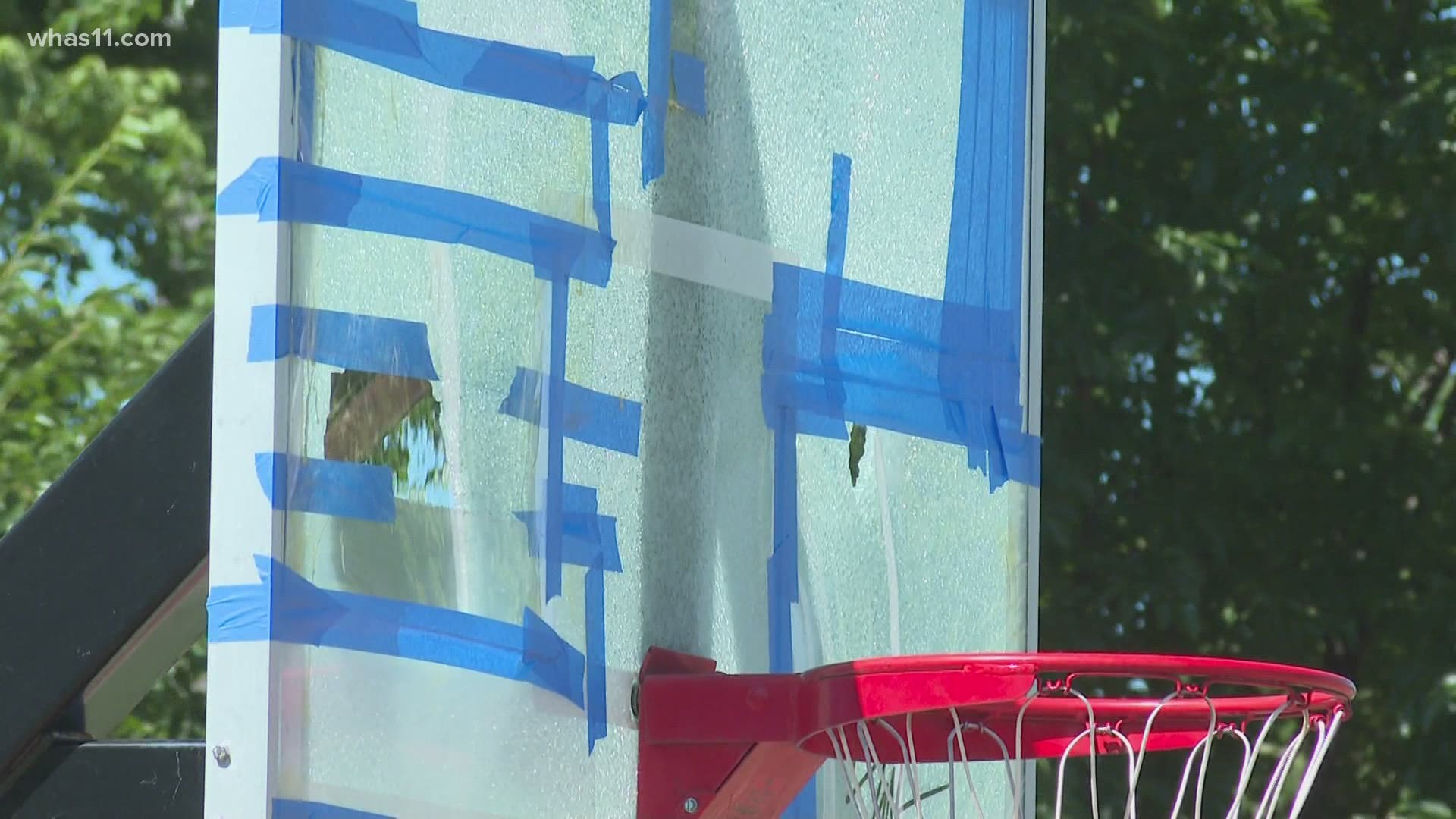 Neighbors in a Louisville neighborhood are asking for the community’s help after someone vandalized renovated basketball goals in Wyandotte Park.