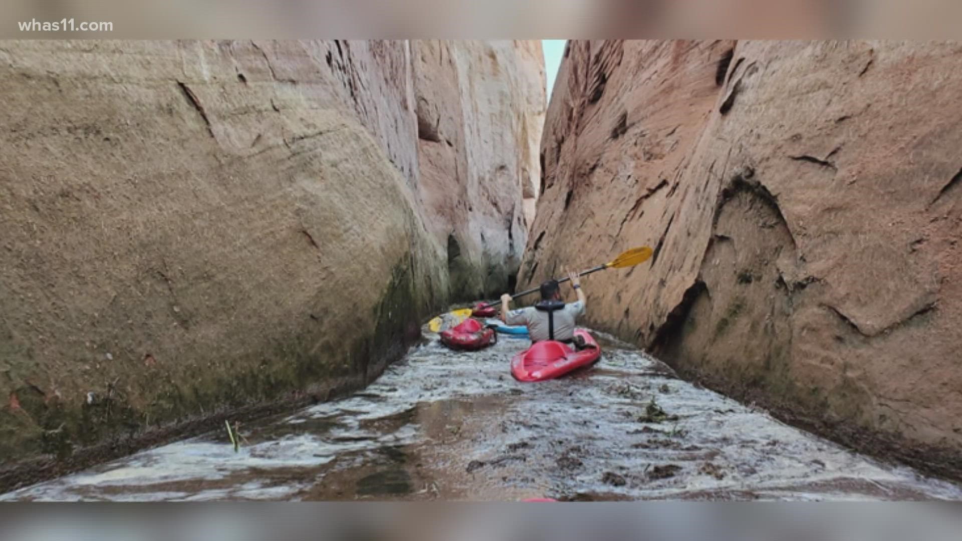 Police said 43-year-old Heather Rutledge was with her family when they were caught in a flash flood near the Arizona-Utah border.