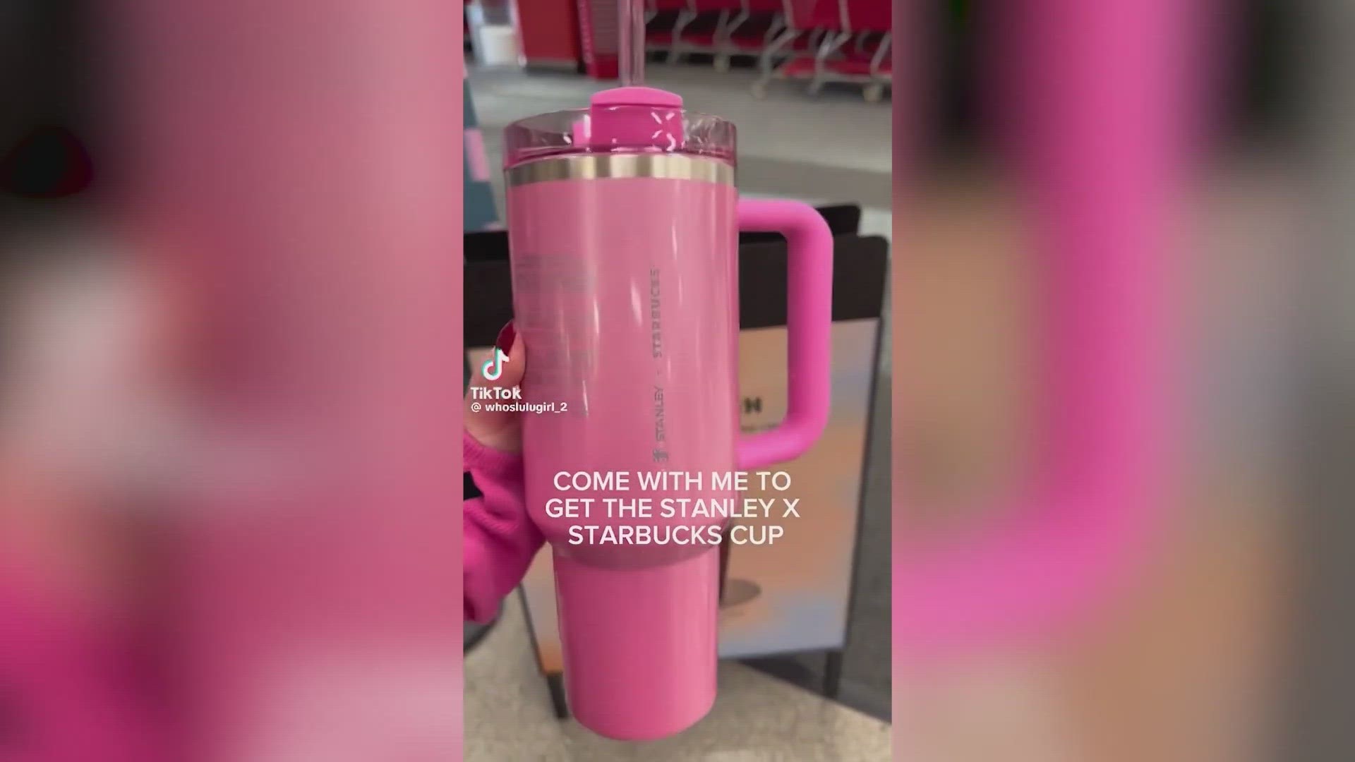 Videos showed fans lining up before stores opened for a shot at one of the limited-edition pink cups.