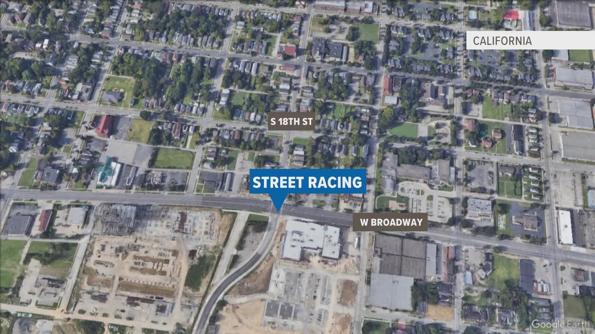 Louisville police said the "racers" were blocking multiple intersections that kept a couple of ambulances from getting to hospitals and traffic at a standstill.