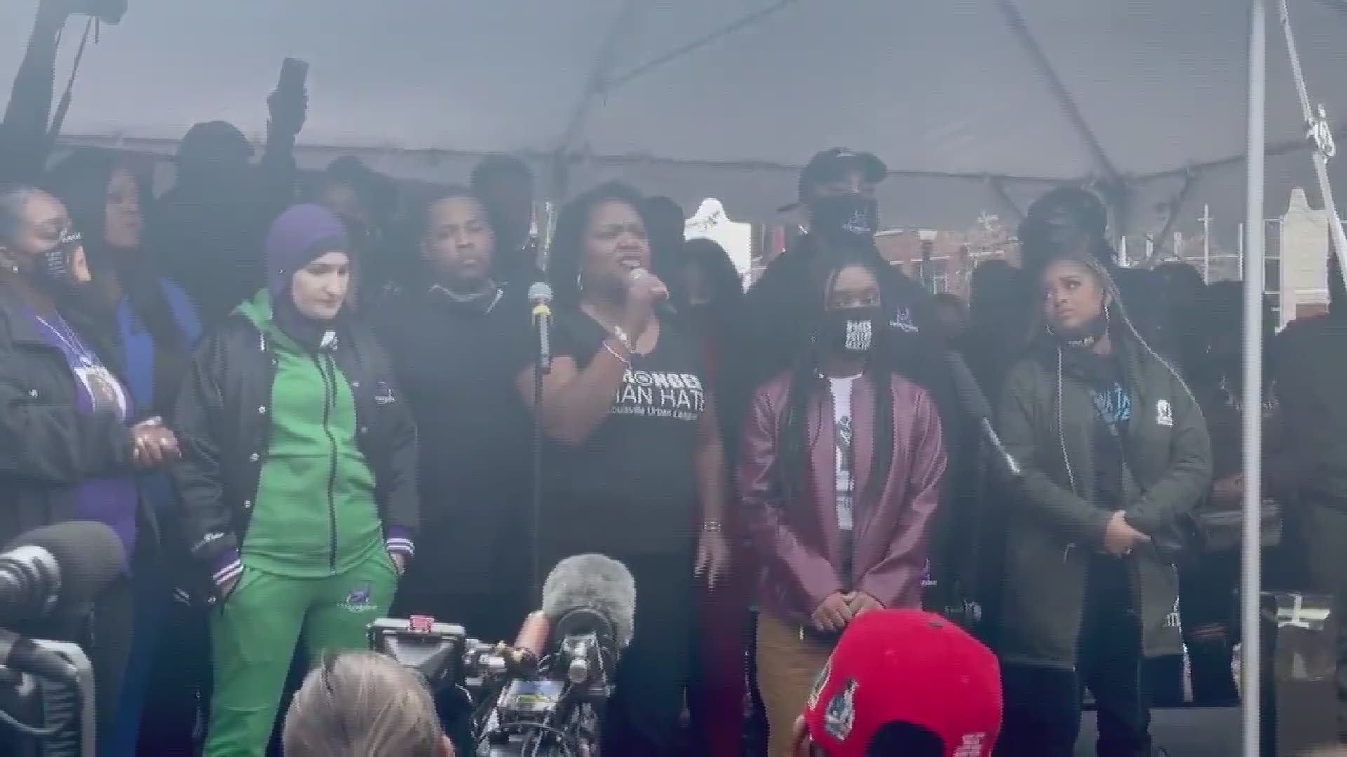 Hundreds gathered in downtown Louisville's Jefferson Square Park to remember Breonna Taylor who was shot, killed by LMPD exactly one year ago today: March 13, 2020.