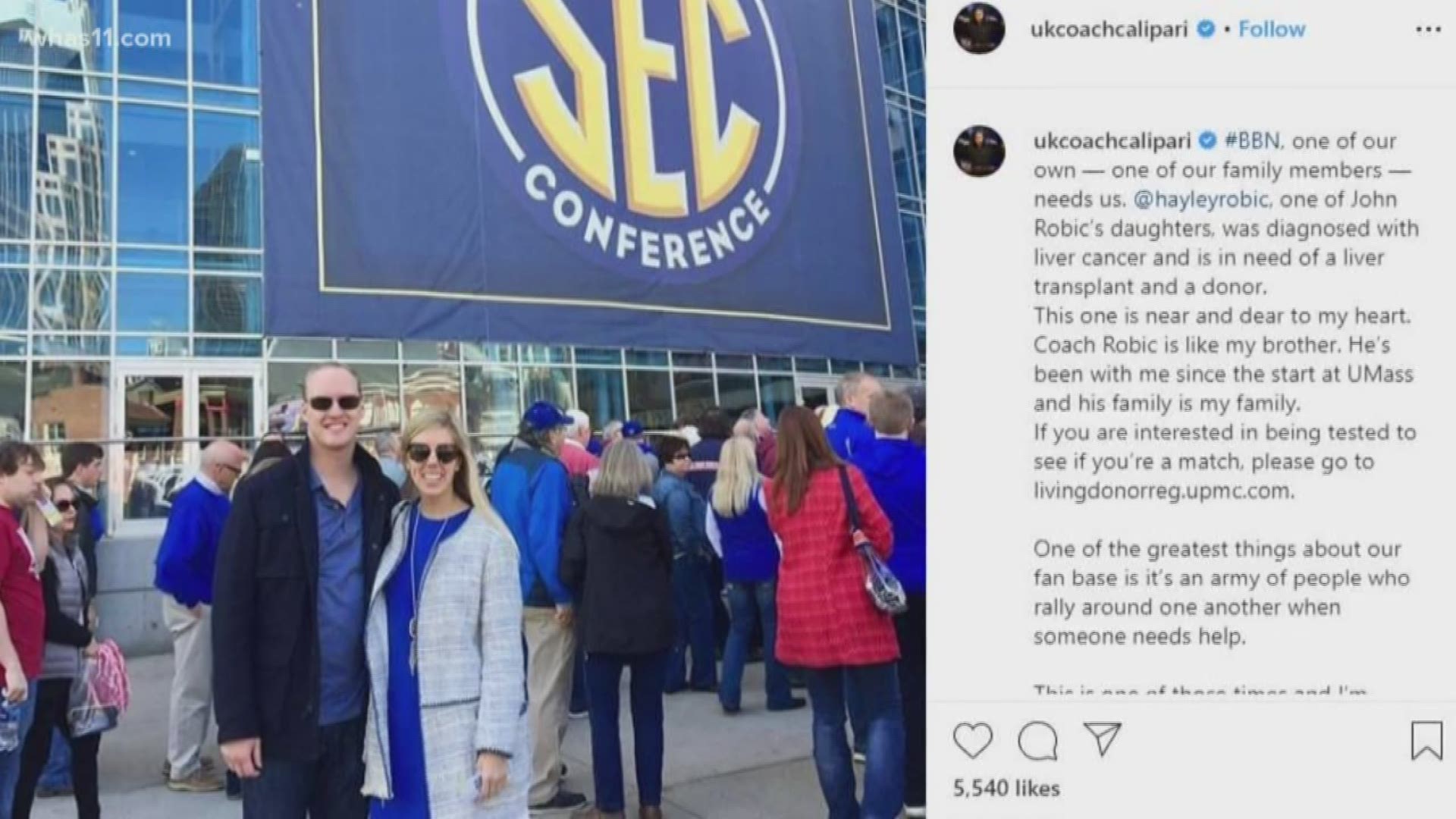 UK men's basketball coach John Calipari took to Twitter to call out to Big Blue Nation to help one of their own.
