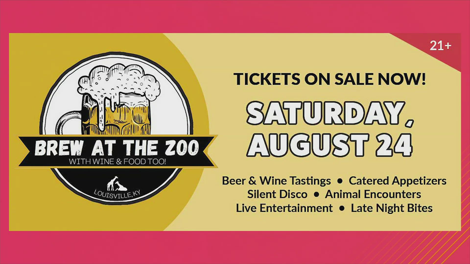 Louisville Zoo's 'Brew at the Zoo' is returning August 24th starting at 5pm. Tickets are on sale now for $125. Get tickets at louisvillezoo.org.