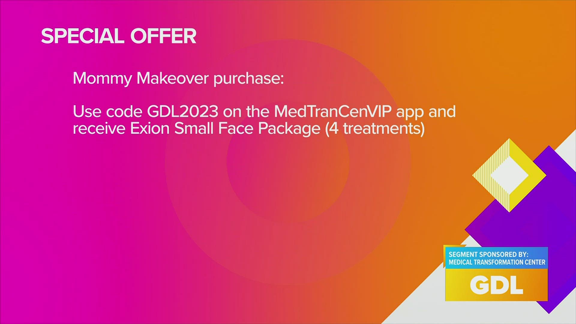 Take advantage of a special offer on the Mommy Makeover package. Use GDL2023 to unlock a special offer.