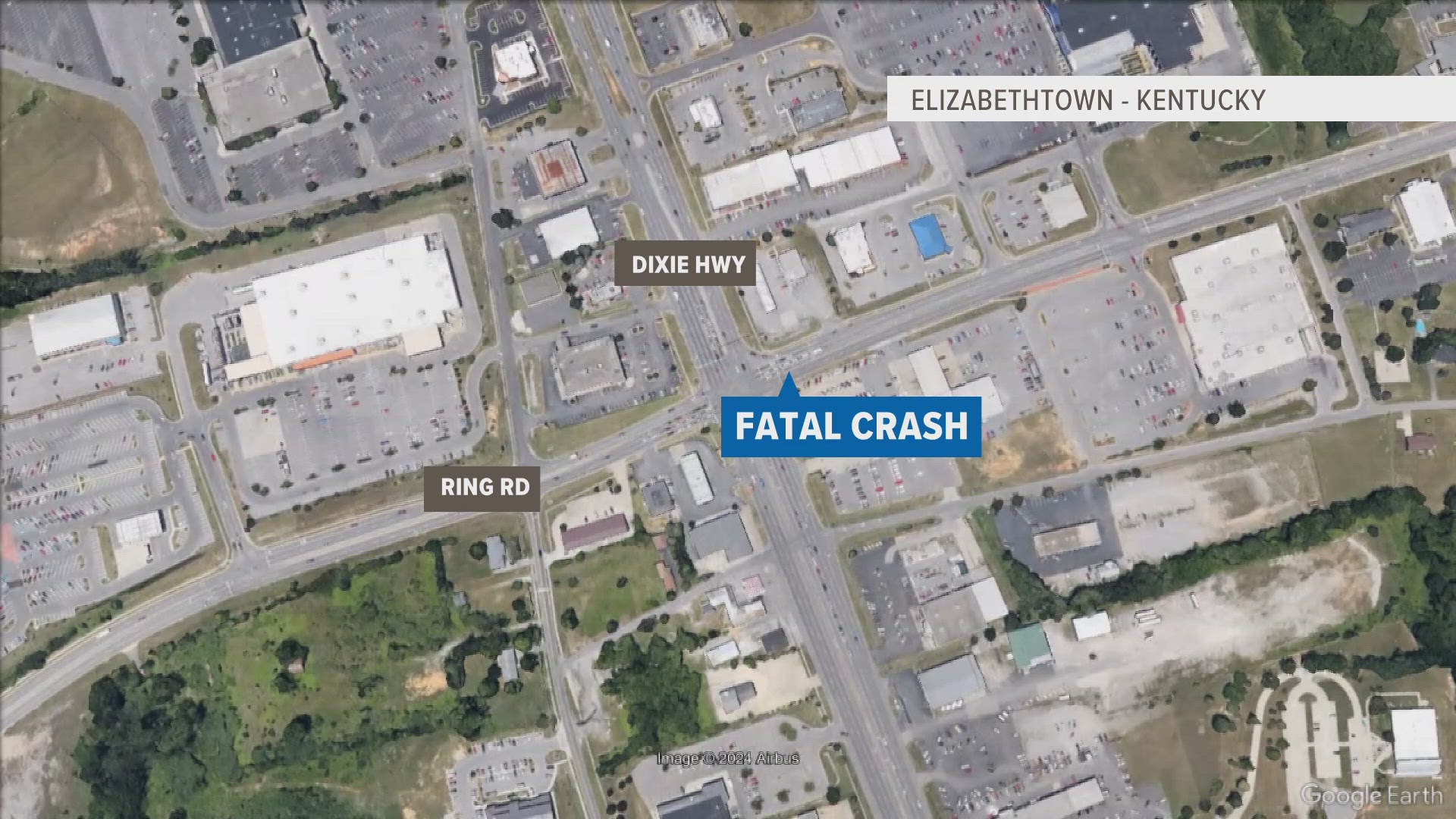 Elizabethtown Police said they responded to the crash at Ring Road and Dixie Highway just before 7:30 p.m.