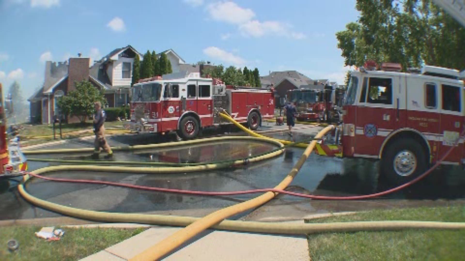 Firefighters are at the scene of a three-alarm fire in the 10000 block of Clyde Moore Boulevard, in southern Jefferson County, involving four condos.