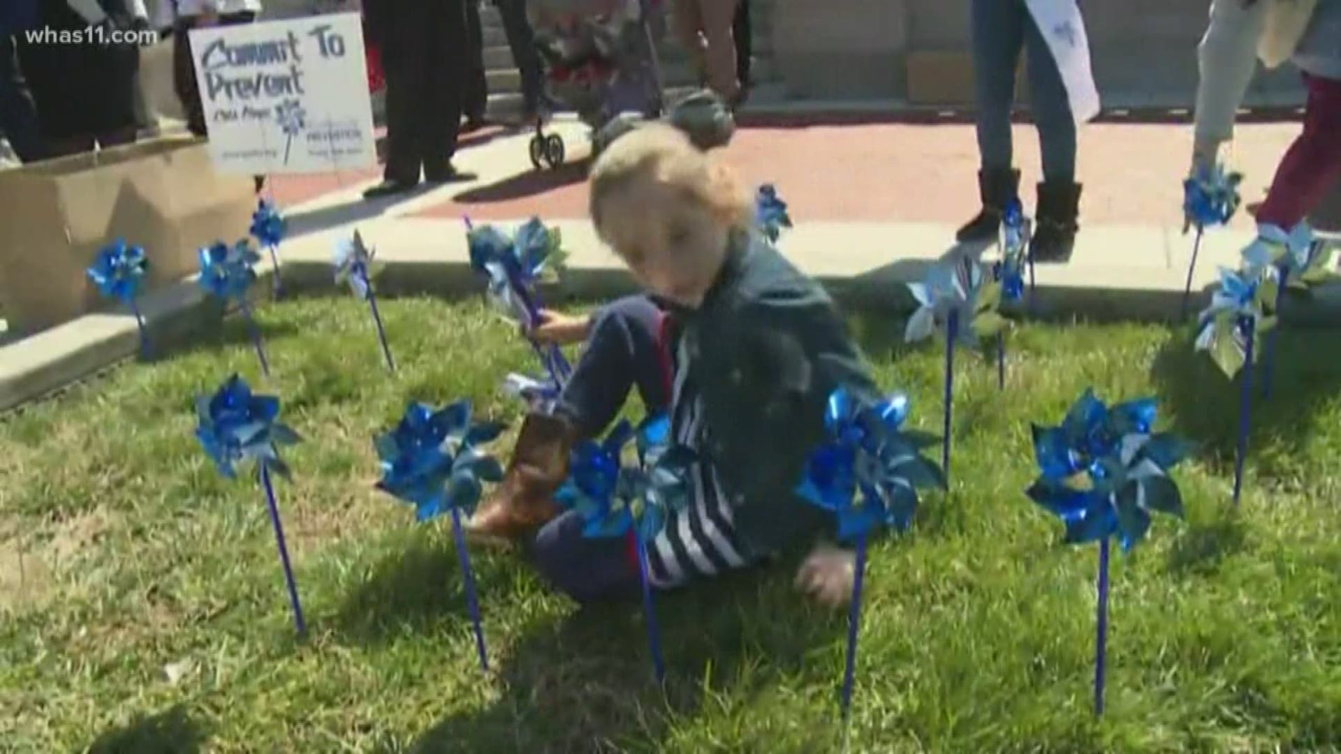 Child Abuse Prevention month is coming up in April. On March 27, 2,700 blue and silver pinwheels were placed in the English Garden at the Kentucky Capitol.