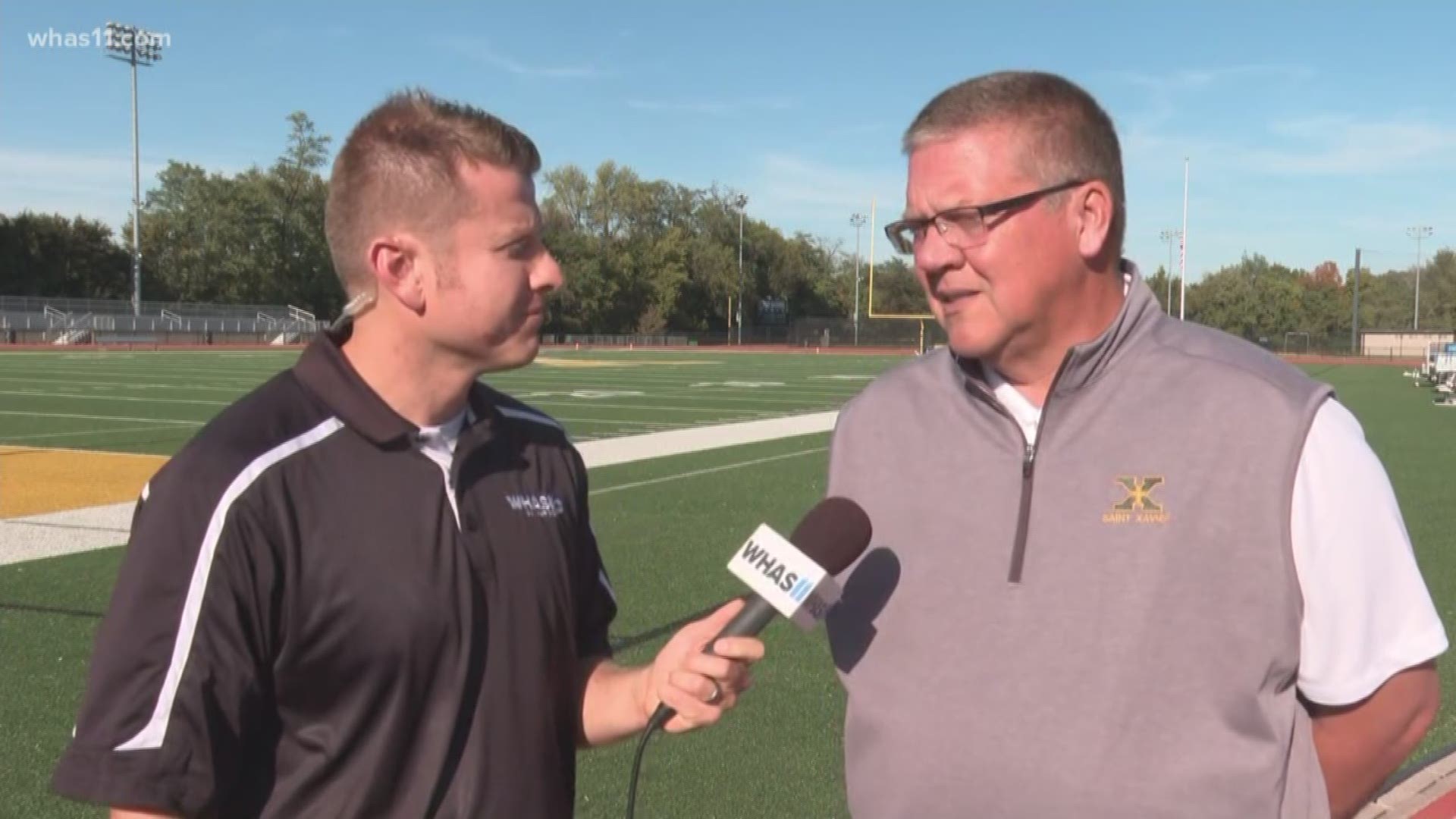 WHAS11's Kent Spencer interviews St. X head coach Kevin Wallace