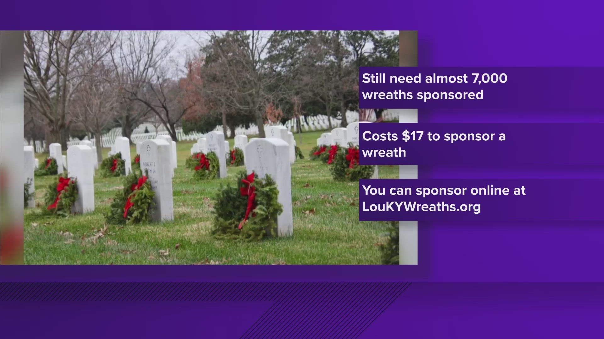 The organization seeks to honor those who served by placing wreaths on veterans' graves around this time of year.