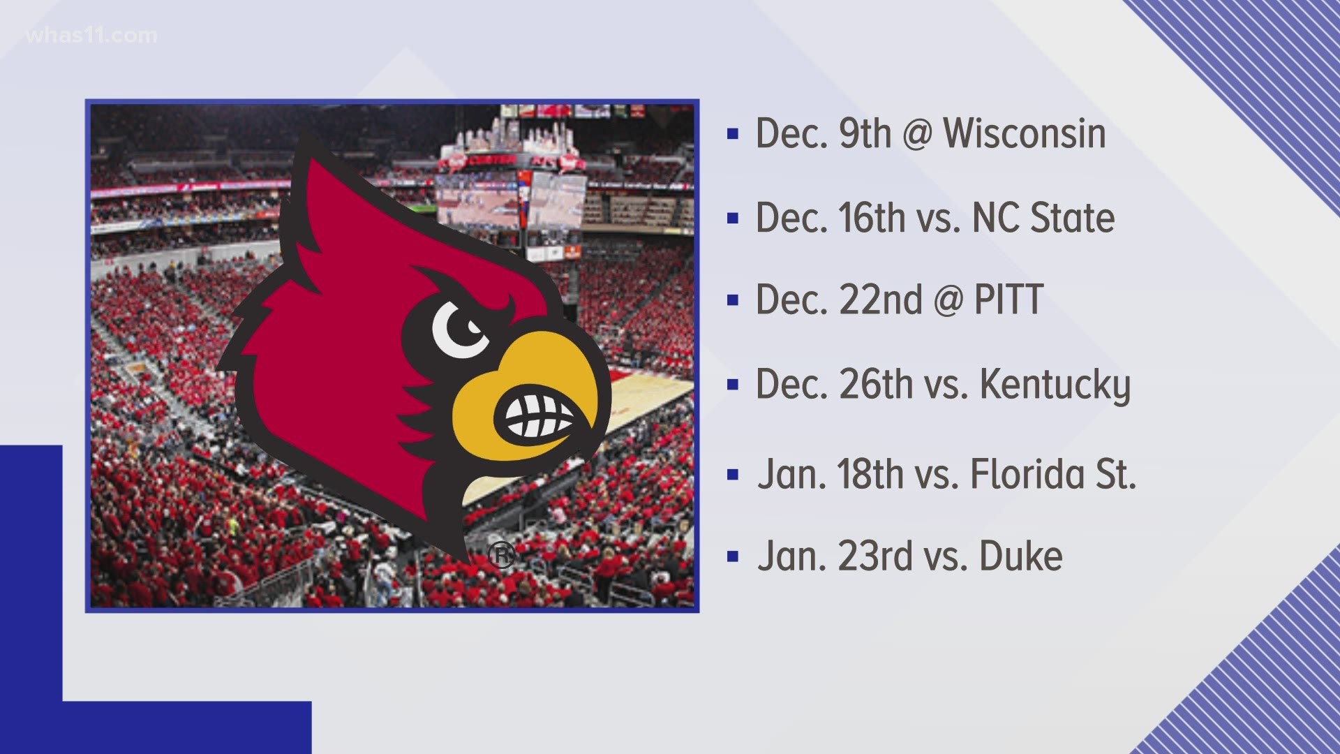 The Cards have announced dates for the basketball matches during the 2020-21 season.