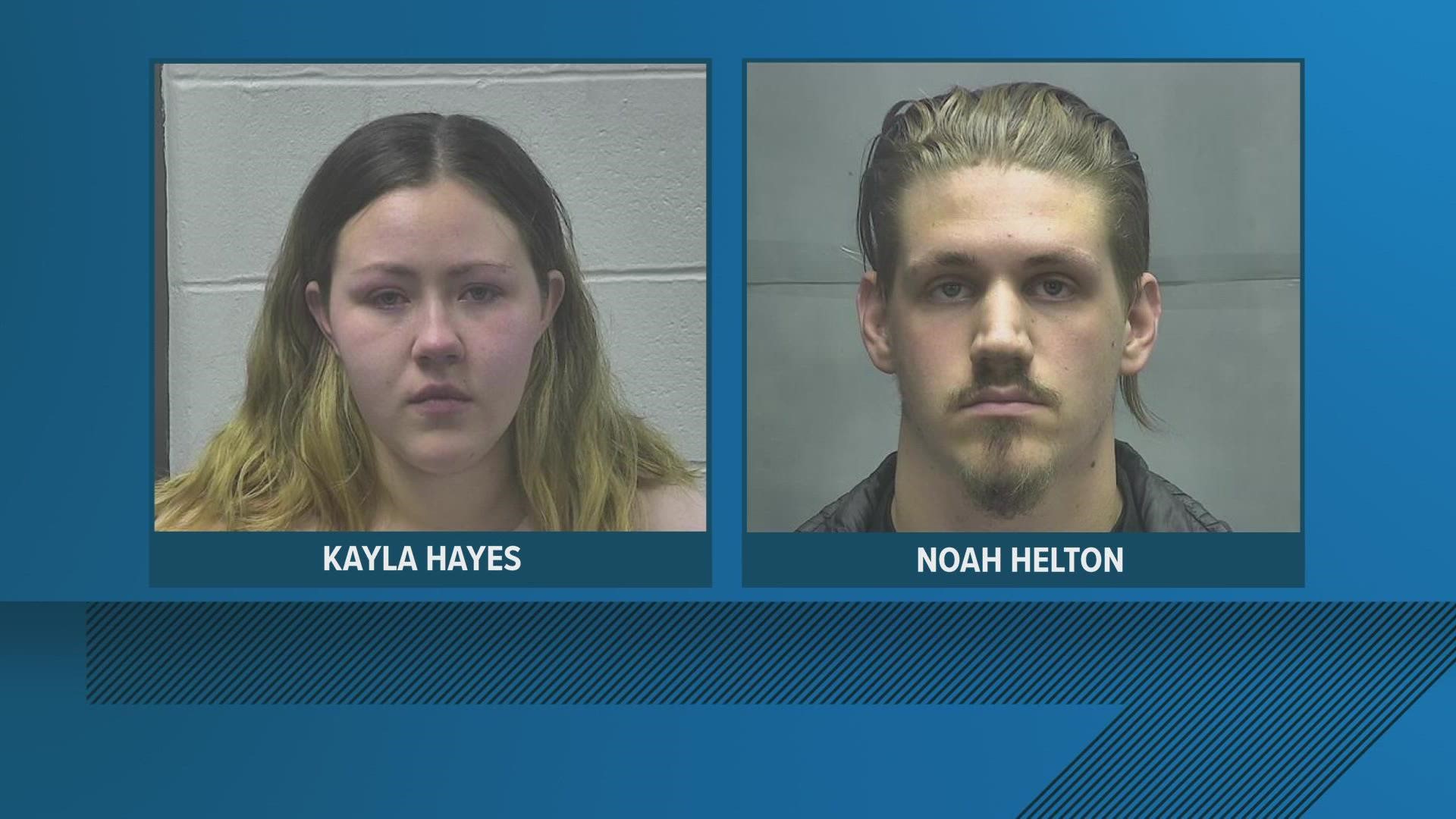 Kayla Hayes and Noah Helton are in custody in connection with an incident of a child arriving at the hospital with 17 fractures reflecting physical abuse.