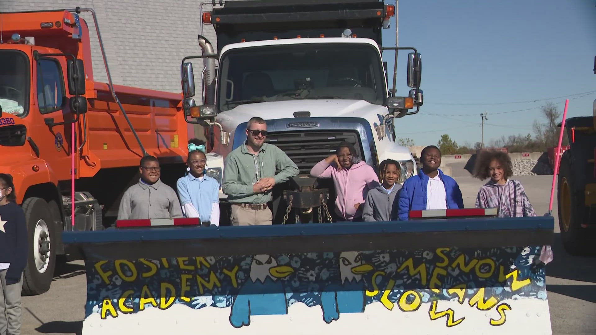 JCPS elementary students are helping out the Louisville snow team this winter making sure they're driving around in style every snow day.