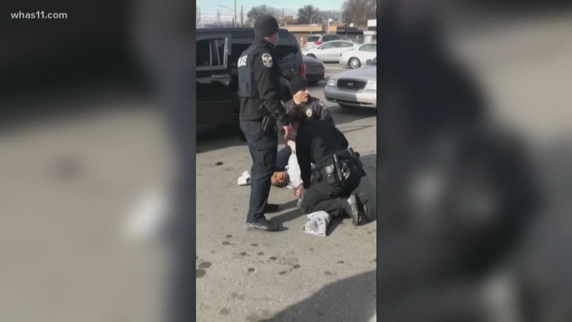 A mother responds to video of her son being hit repeatedly by LMPD officers.	The department is now looking into the officers actions.