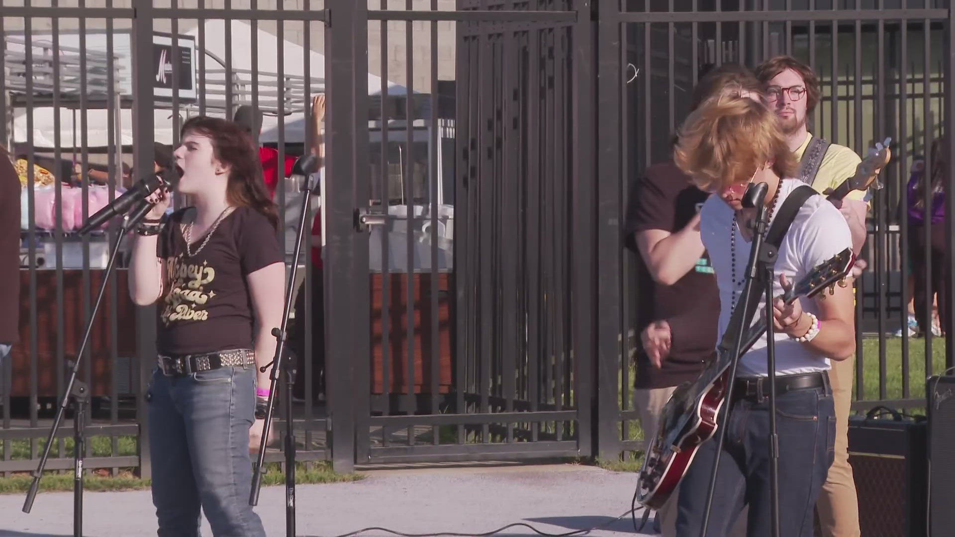 The Louisville School of Rock show team performed Beatles hits for the crowds ahead of Saturday's LouCity FC game.