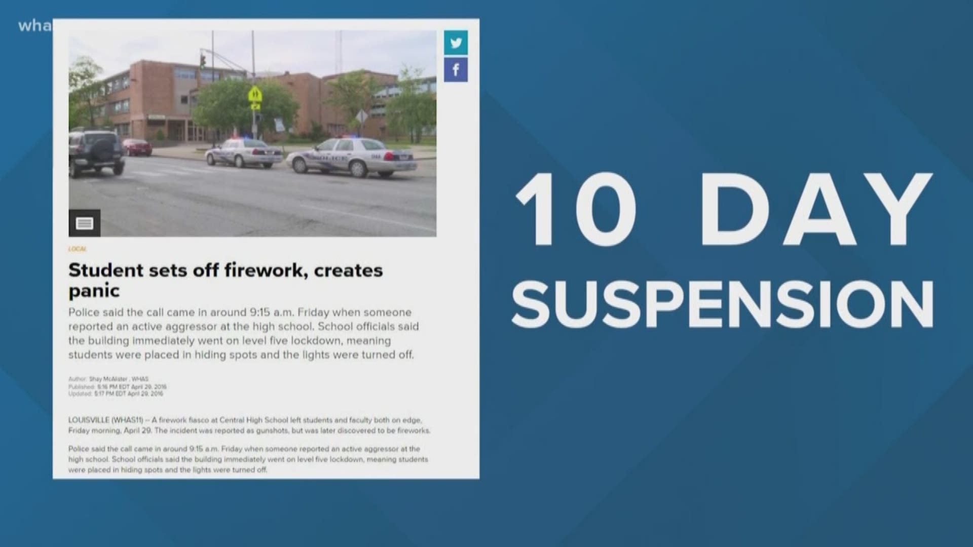 Should there be criminal charges for fireworks inside a school causing a scare? JCPS typically handles the investigation, with former cases seeing students get up to a 10 day suspension.