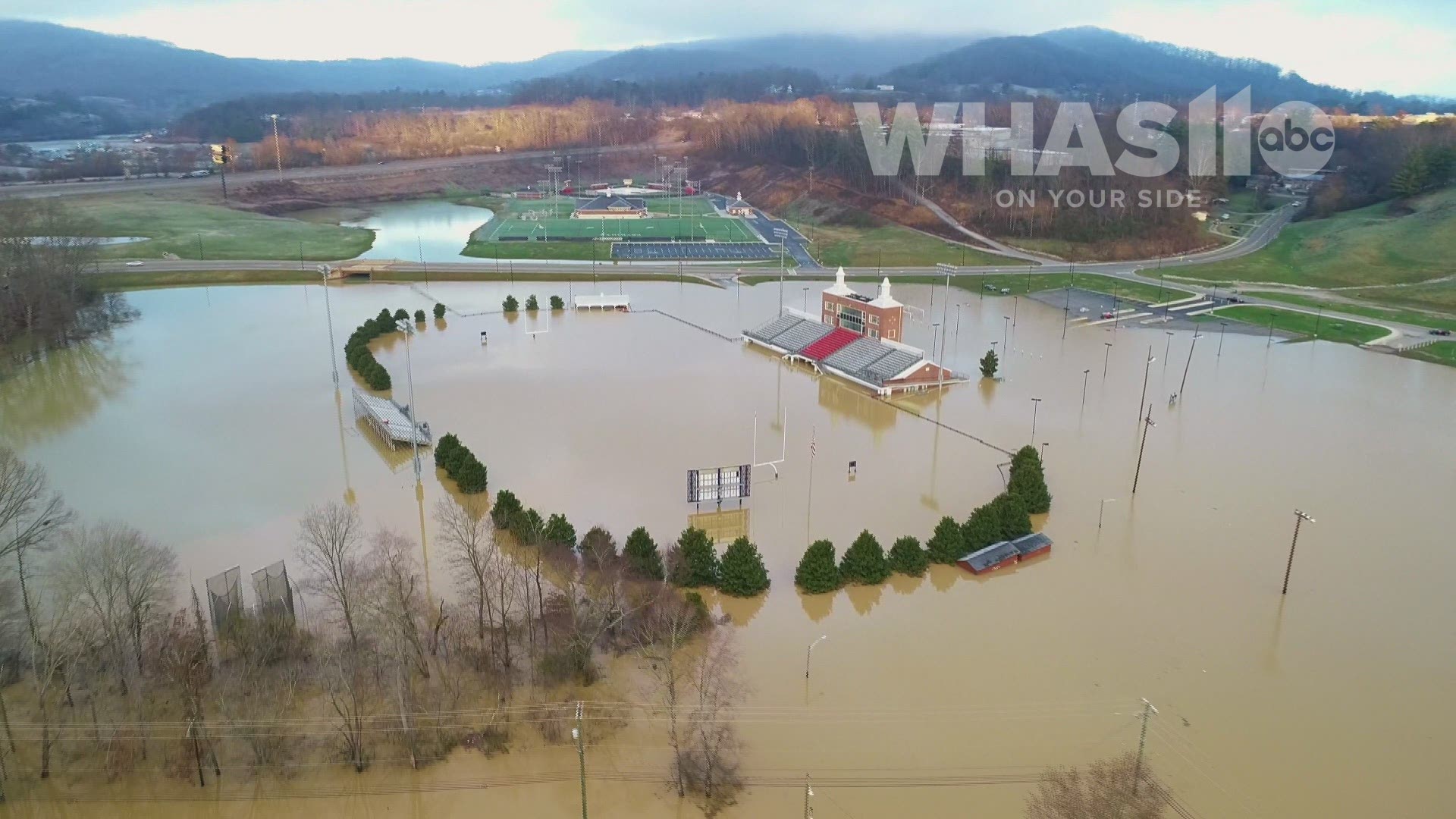 Drone video provided exclusively to WHAS11 News shows extensive flooding in Williamsburg, Kentucky.