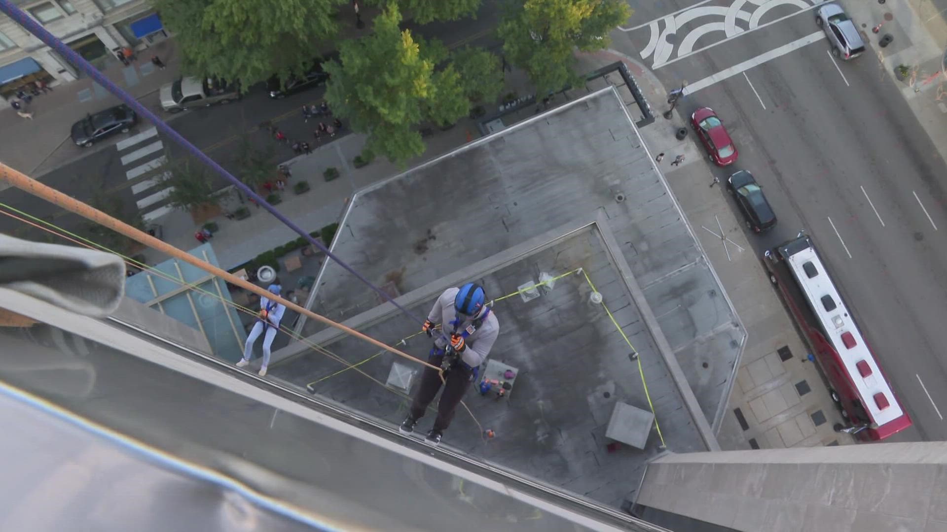 'Over the Edge' gave thrill-seekers the chance to rappel down the side of the Hyatt, while raising money for Down Syndrome of Louisville (DSL).