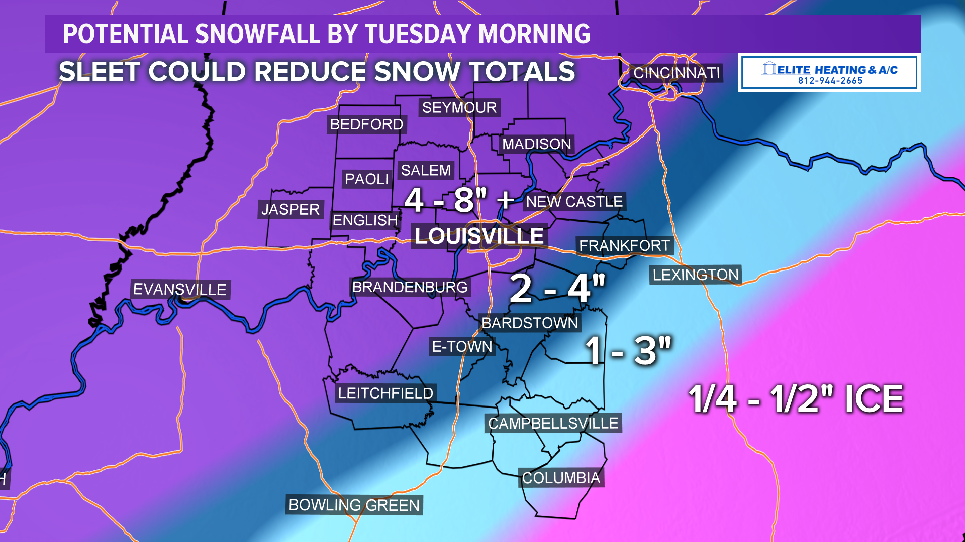 How much snow will the Louisville area get, when will it start?