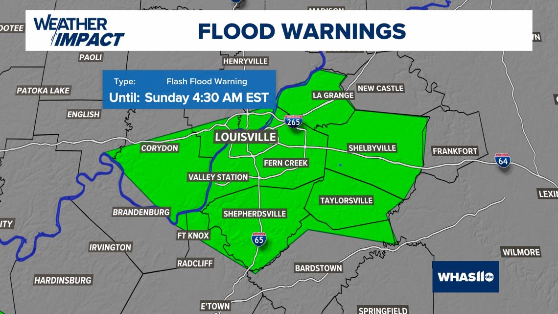 Flash Flood warning issued for Central Kentucky, southern Indiana counties