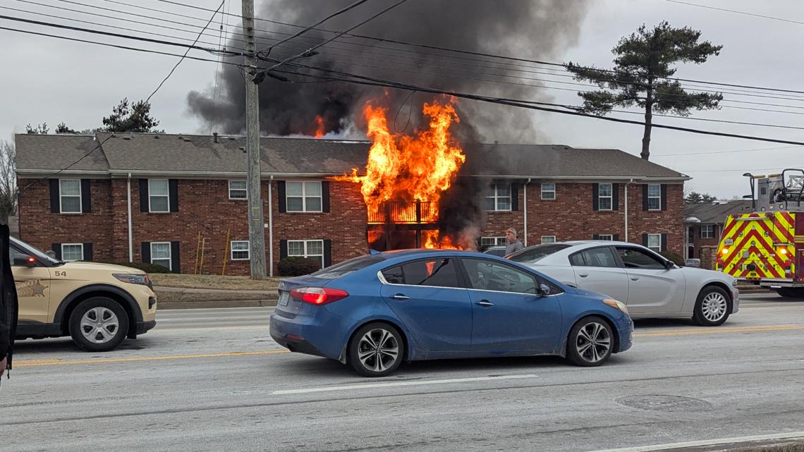 Car hits gas meter after crash, sparking fire at apartment complex near ...