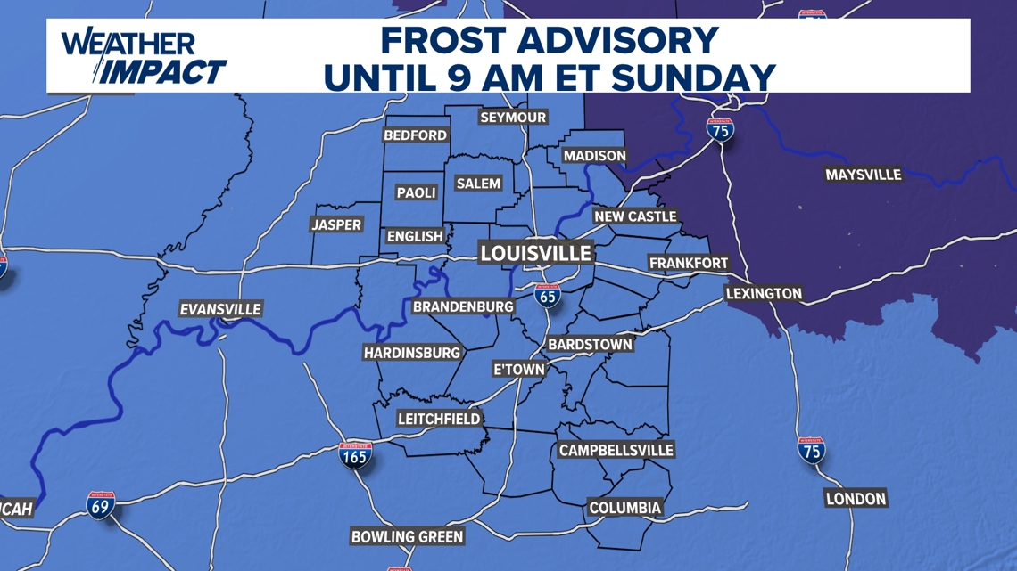 Frost Advisory Saturday night for Kentucky, southern Indiana