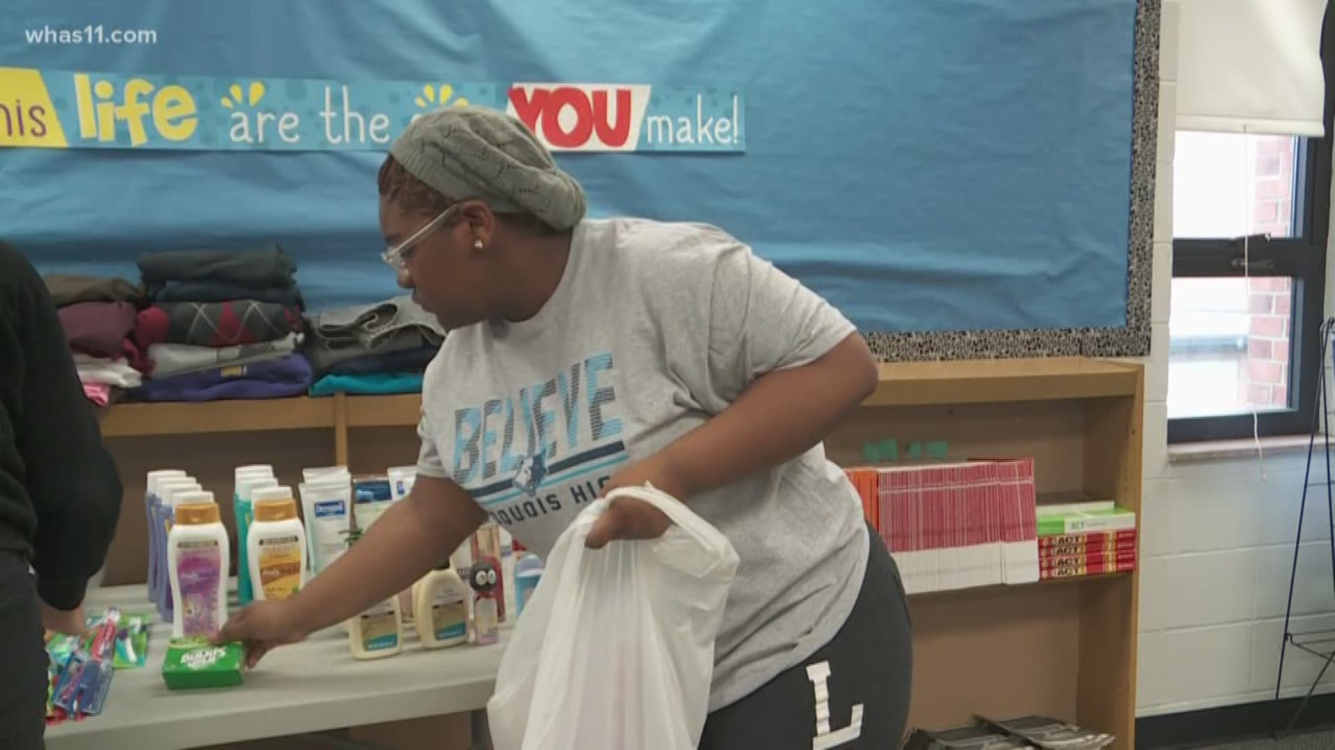 Classrooms at Iroquois High School are collecting donations for Louisville's homeless, a problem close to several people at the school.