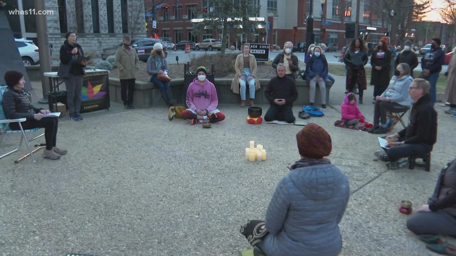 The Buddhist Justice Collective held a vigil at Jefferson Square Park. The vigil honored five people who have died while in custody since November.