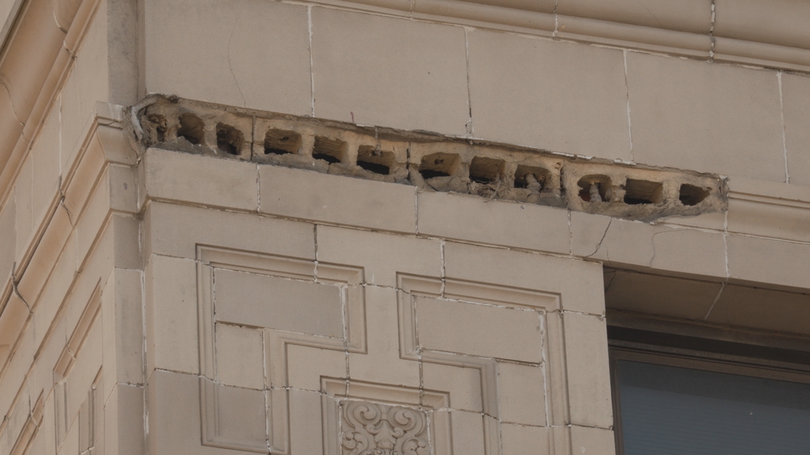 Owners of Louisville's Heyburn Building hit with violations after chunks of exterior fall to ground