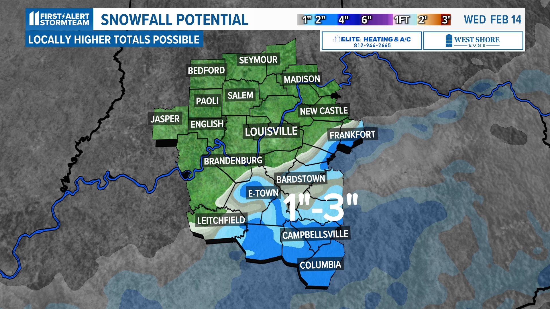 These Kentucky Counties May See 1-2 Inches Of Snow Monday Night ...