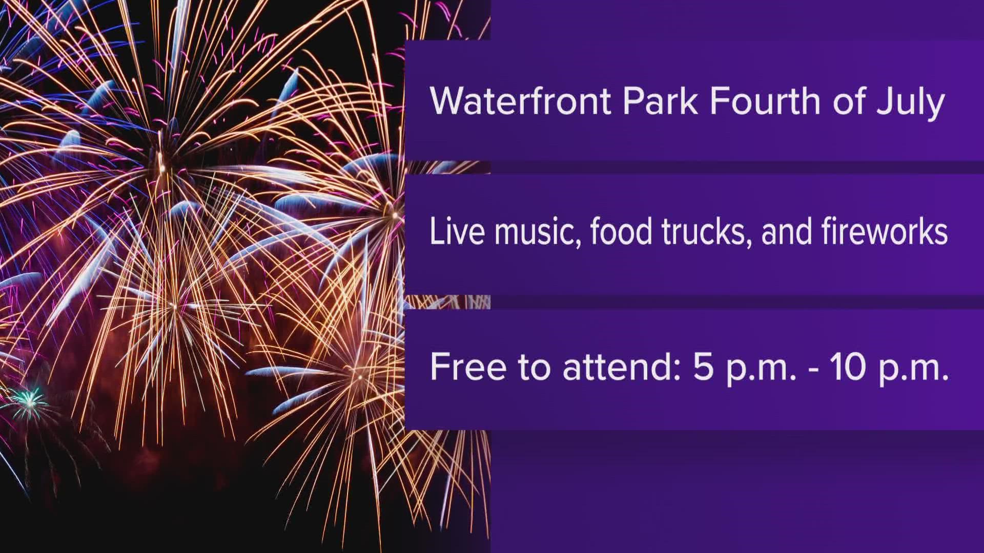 Waterfront Park will have live music, food trucks and the night will end with a fireworks display over the Ohio River.
