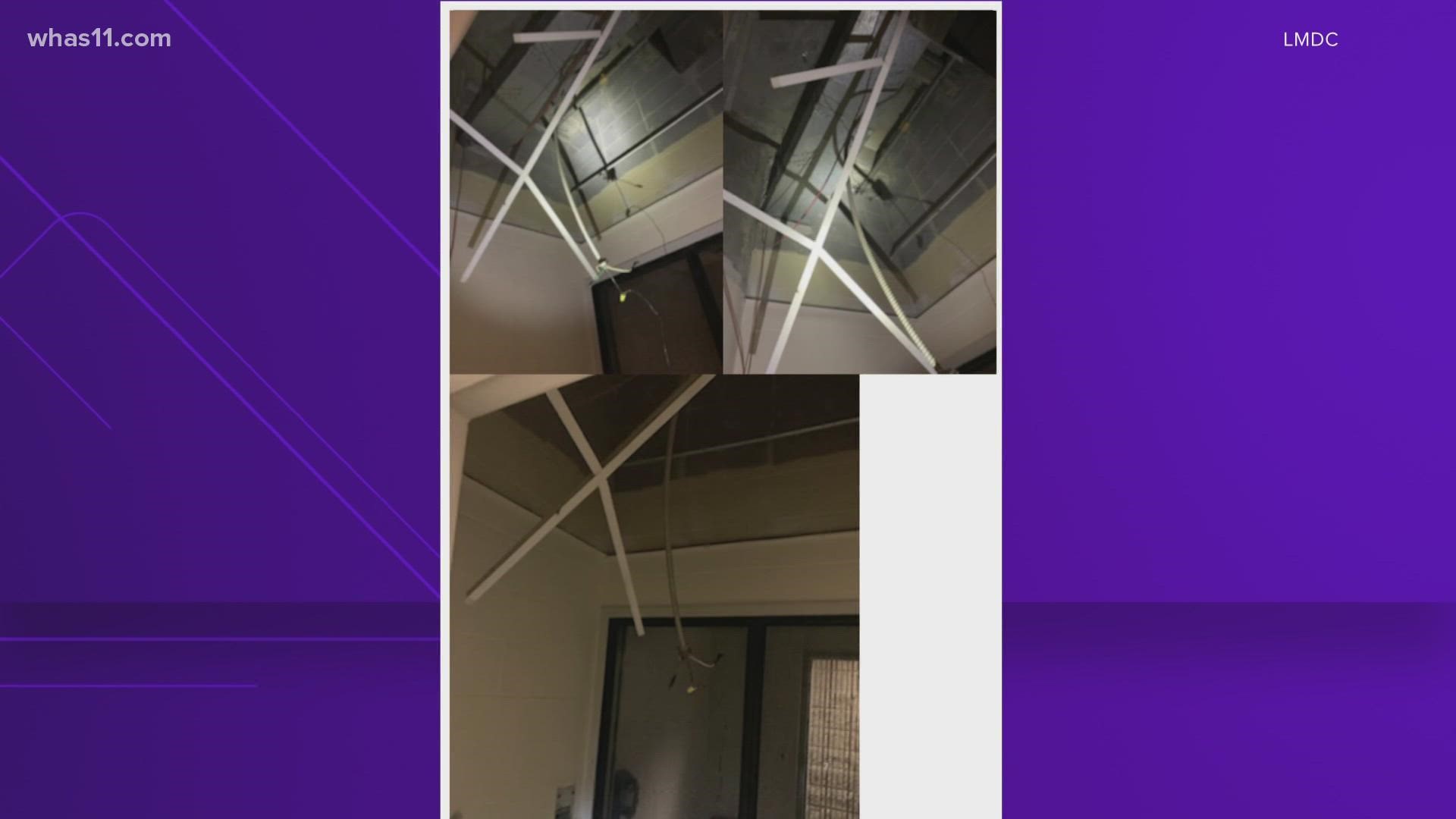 According to an arrest citation, Kenneth Hackney was placed in a temporary holding booth. While he was there he tried to climb through the ceiling.