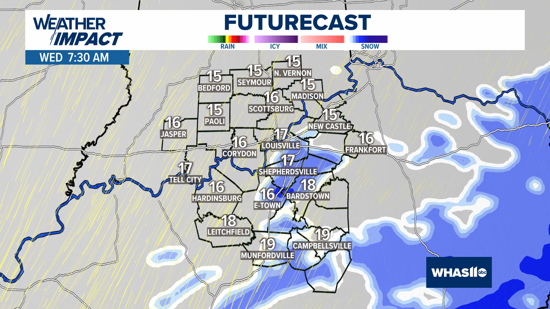 Accumulating snow moving into Kentucky and Indiana | Weather Impact ...