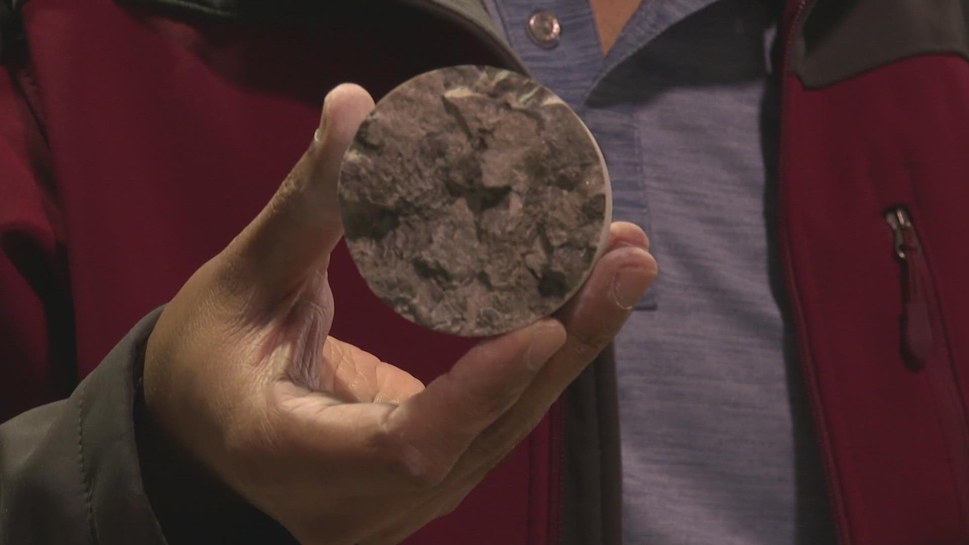 The rock core samples were collected 18 stories underground, and then donated to the Kentucky Geological Survey.