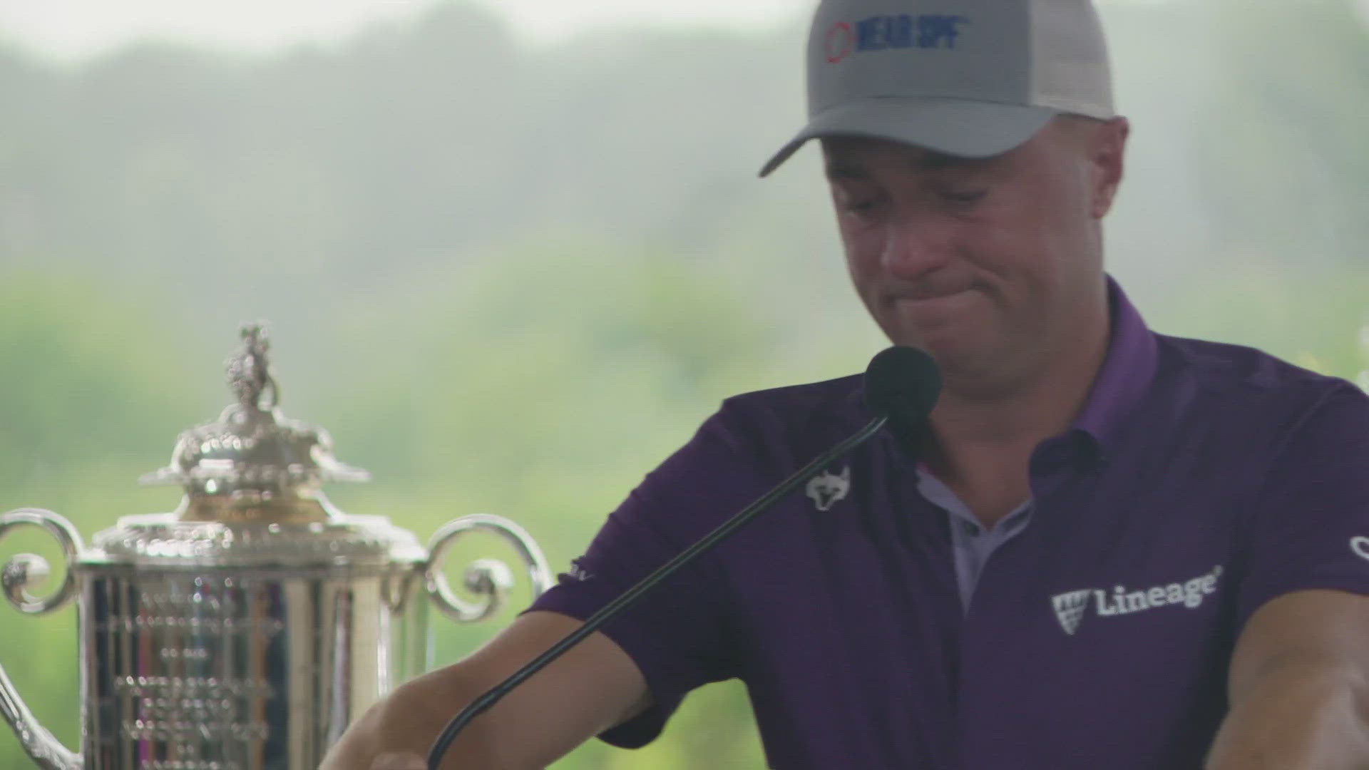 Justin Thomas got emotional after the dedication ceremony, saying no golf tournament has made him feel the way he did on Monday.