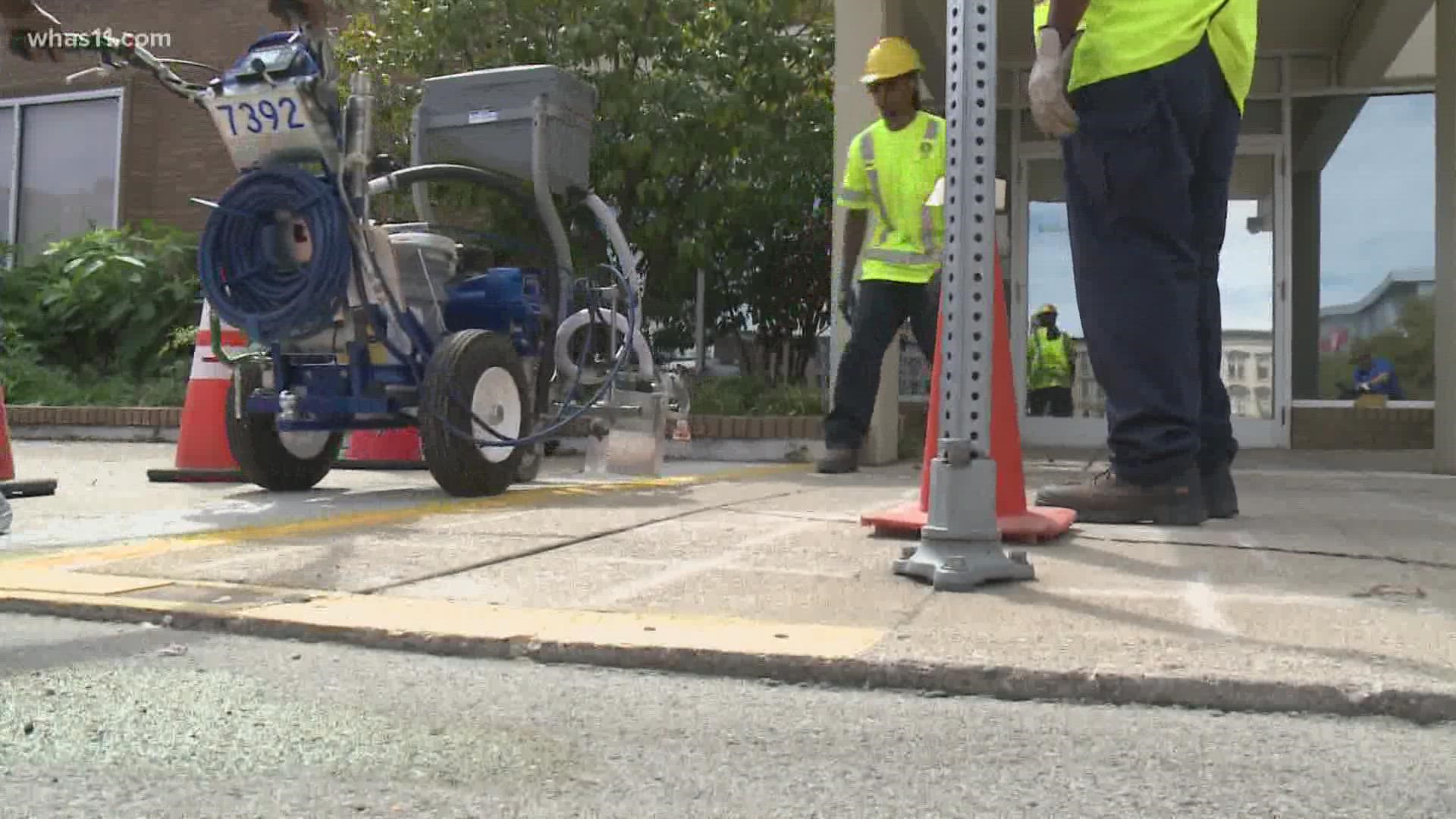 Metro Public Works said the original lines were painted over to adjust the dimensions of the buffer zone.