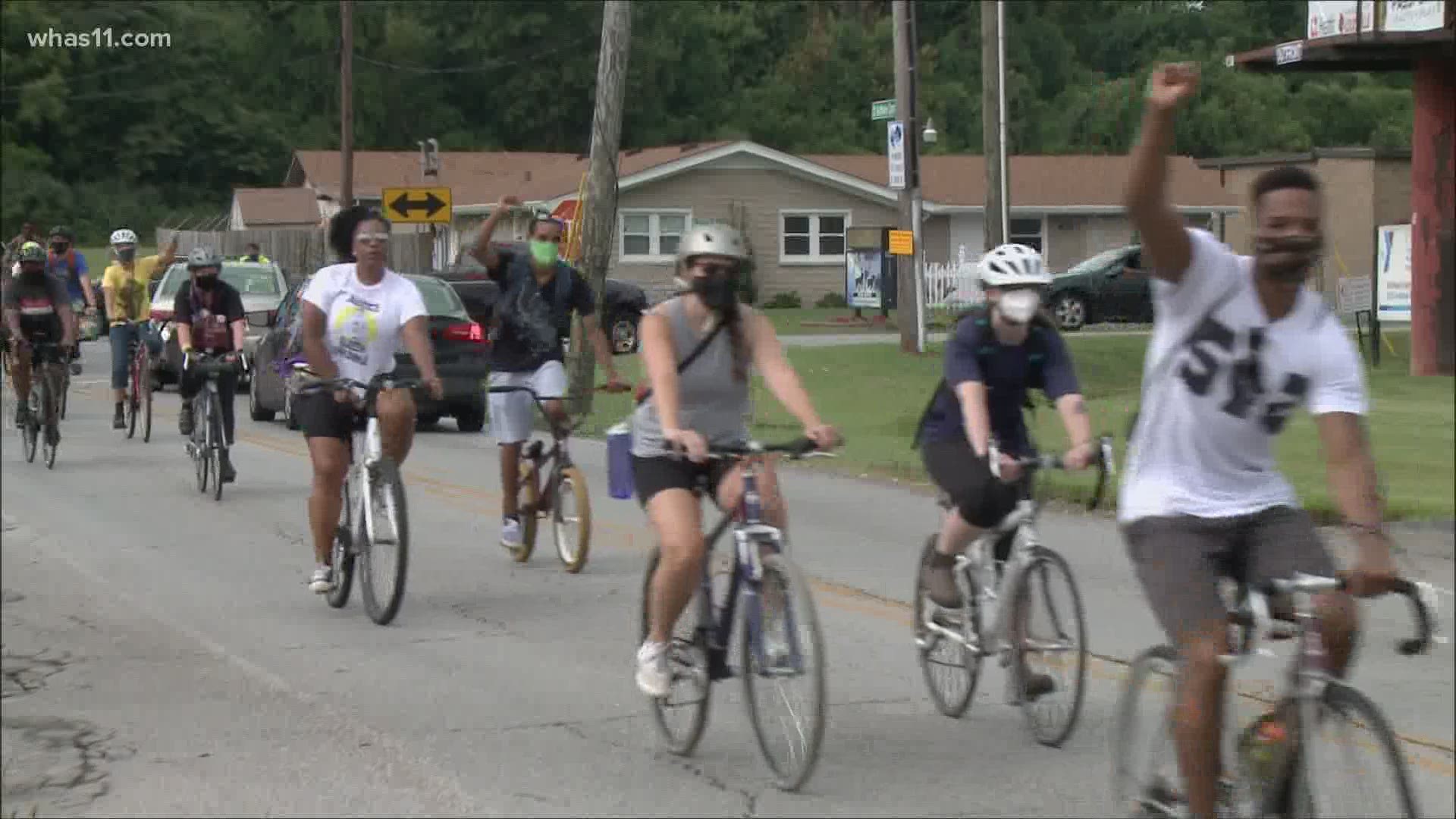 Six months after Breonna Taylor was shot by Louisville police, community members organized a 24-mile bike ride to her south Louisville apartment.
