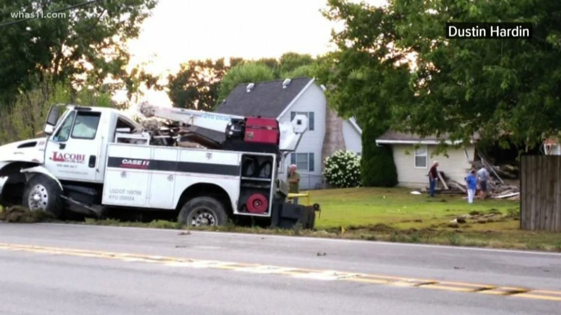 A scary evening for a Scottsburg homeowner when a truck comes crashing into their house.