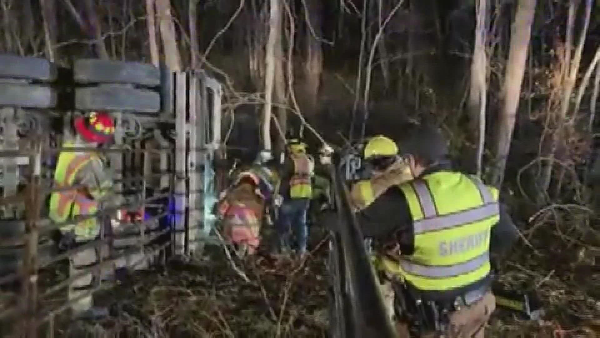 At least 12 head of cattle roamed free after the semi they were on overturned on I-64 near I-69 in Warrick County.