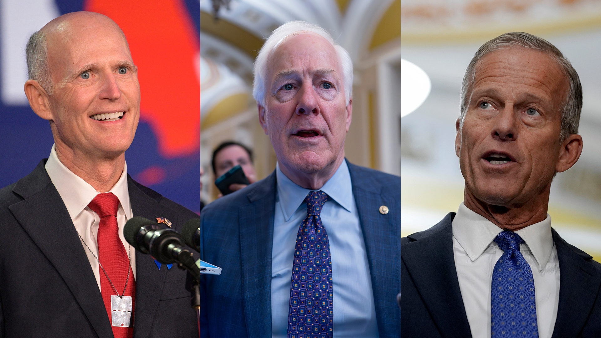 Senators Rick Scott, John Cornyn and John Thune are each running for Senate Majority Leader.