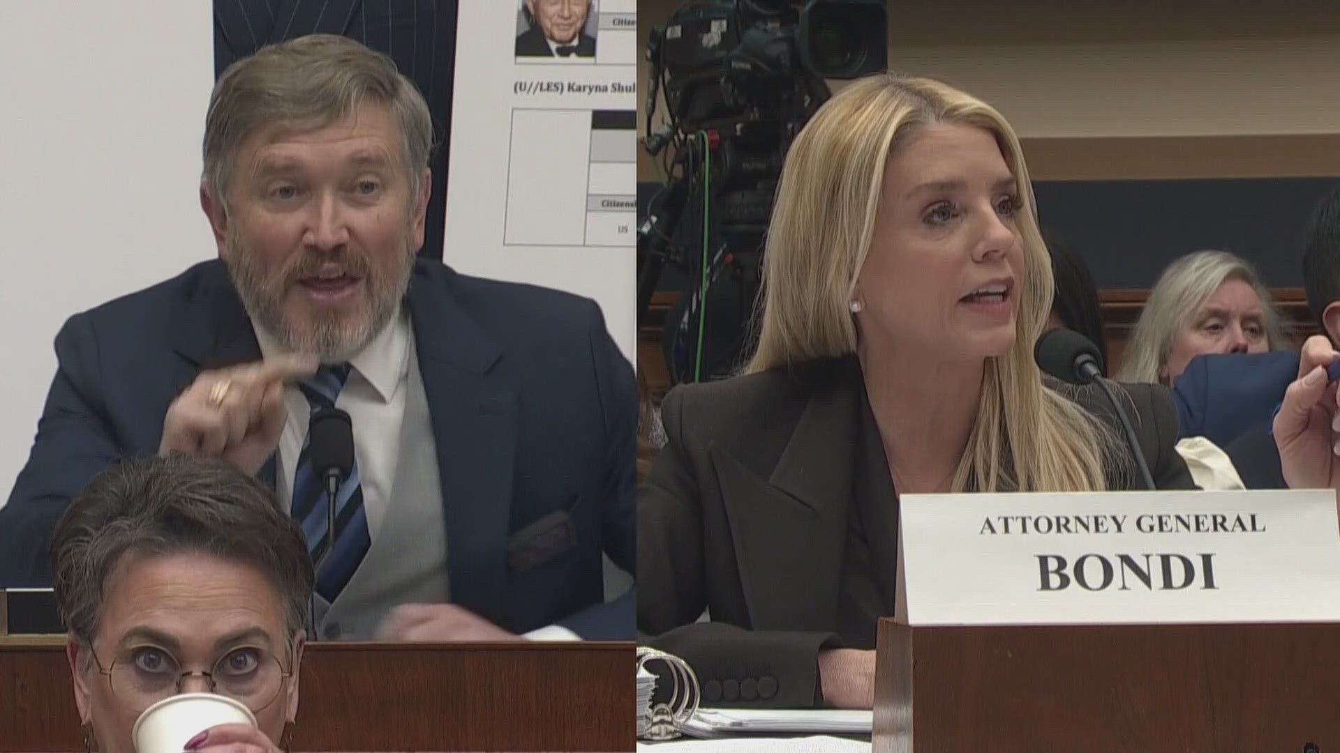 Pam Bondi clashes with Thomas Massie over Epstein files at House hearing