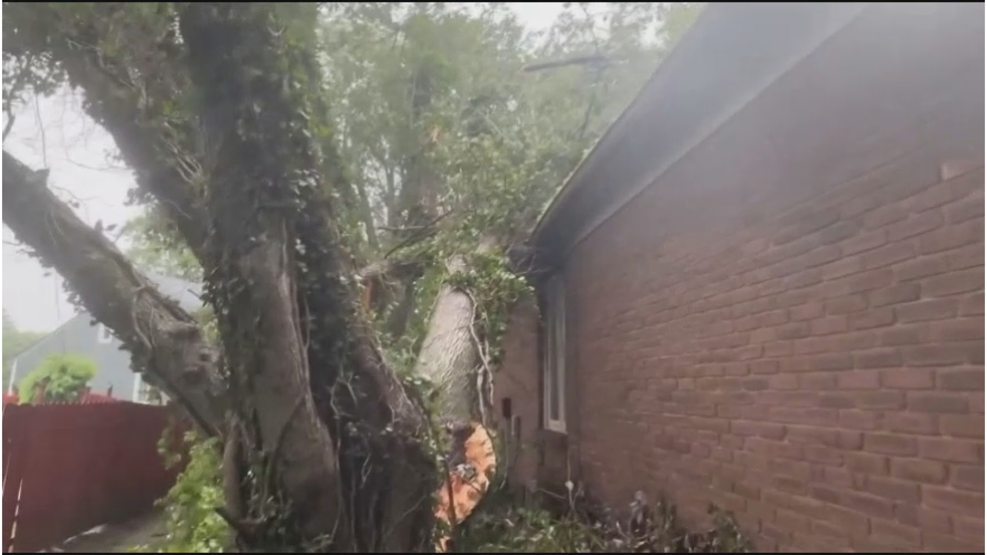 Andy Block said another tree stopped the massive tree trunk from completely crushing his home.